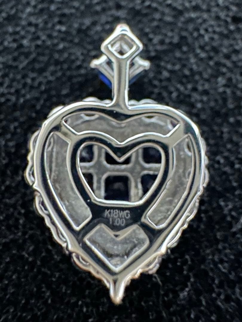 GSTV k18サファイアミステリーセッティングハートペンダントトップ新品未使用