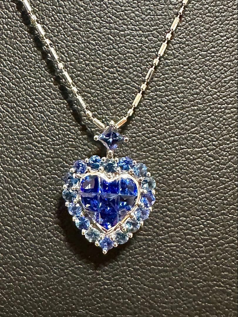 GSTV k18サファイアミステリーセッティングハートペンダントトップ新品未使用