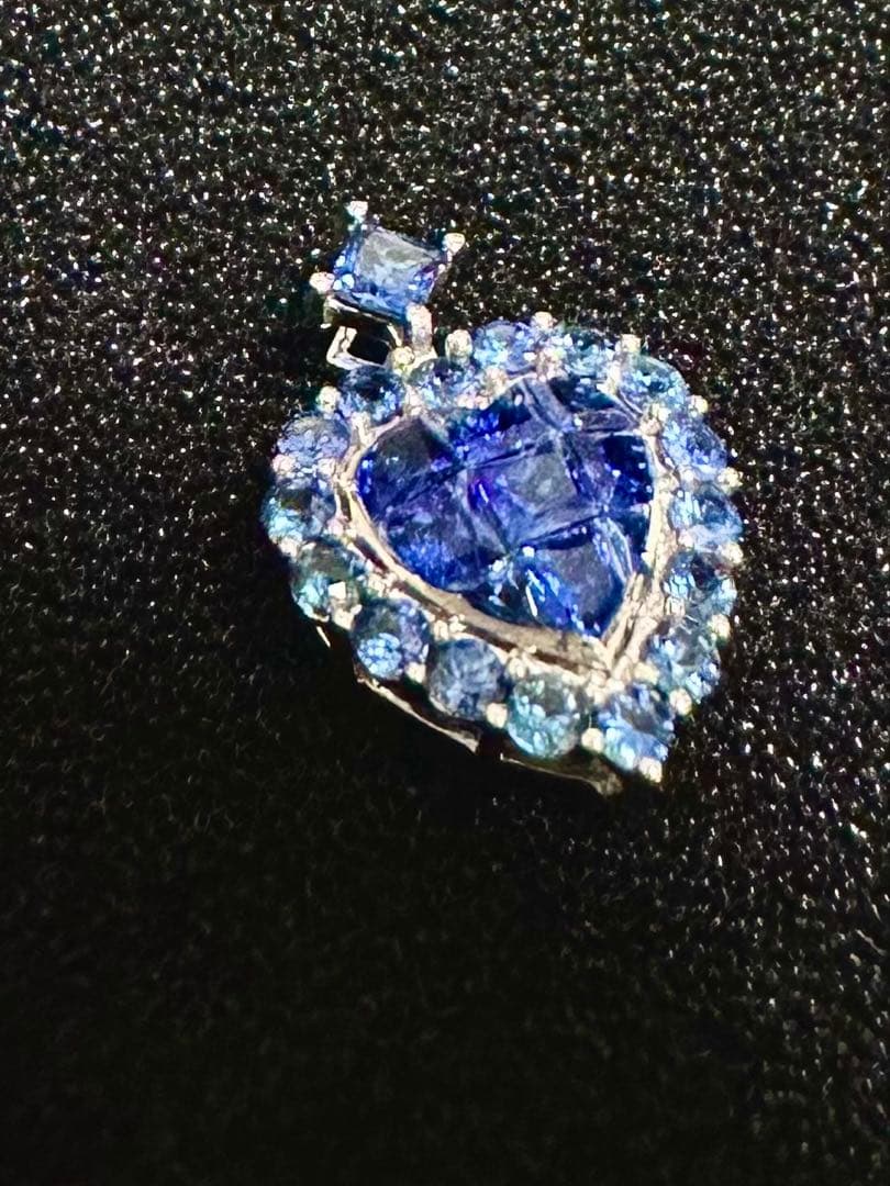 GSTV k18サファイアミステリーセッティングハートペンダントトップ新品未使用