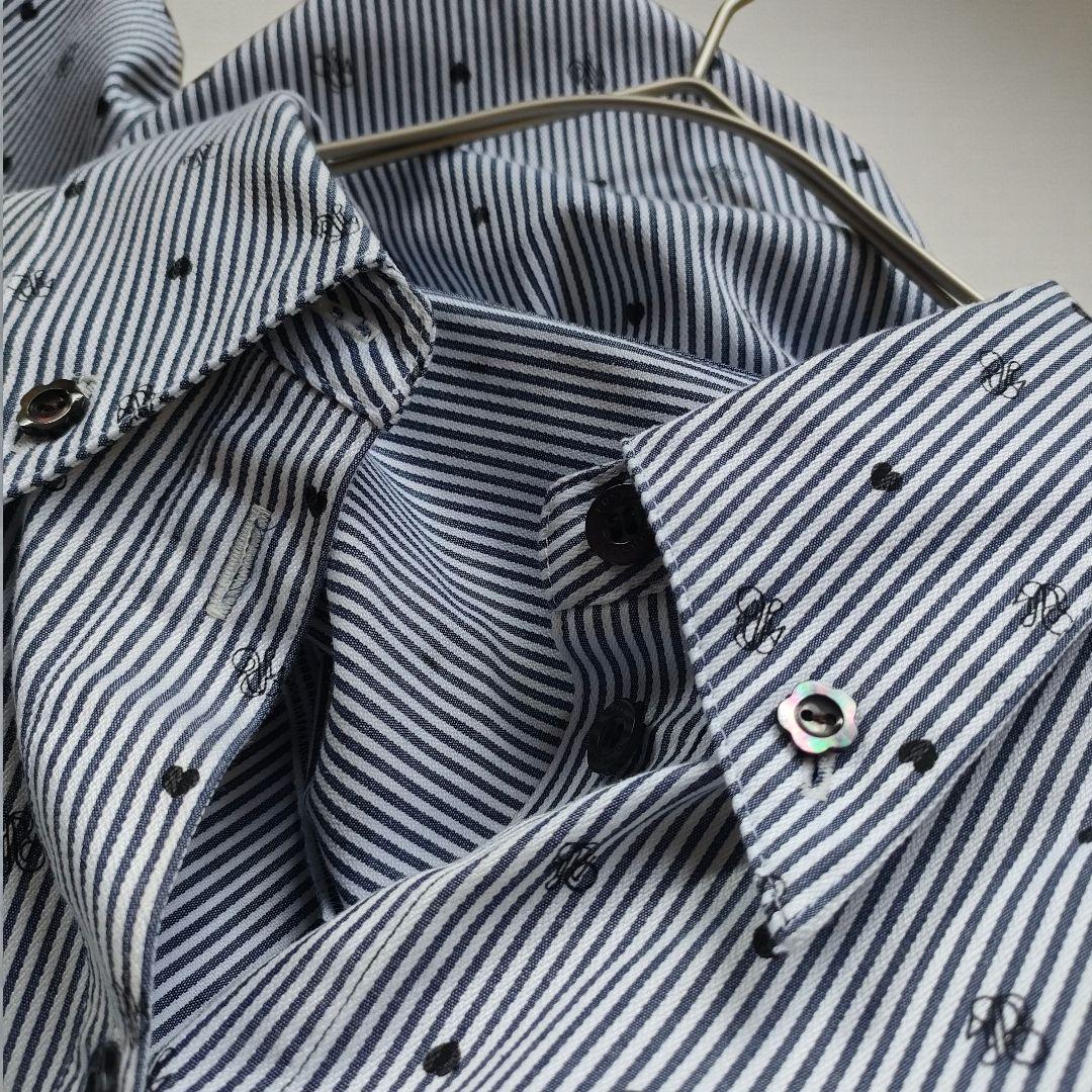 ロージーモンスター ハート ロゴ ストライプ シャツ ブラック