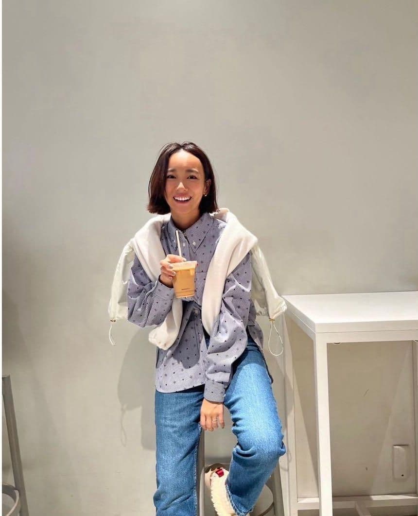 ロージーモンスター ハート ロゴ ストライプ シャツ ブラック