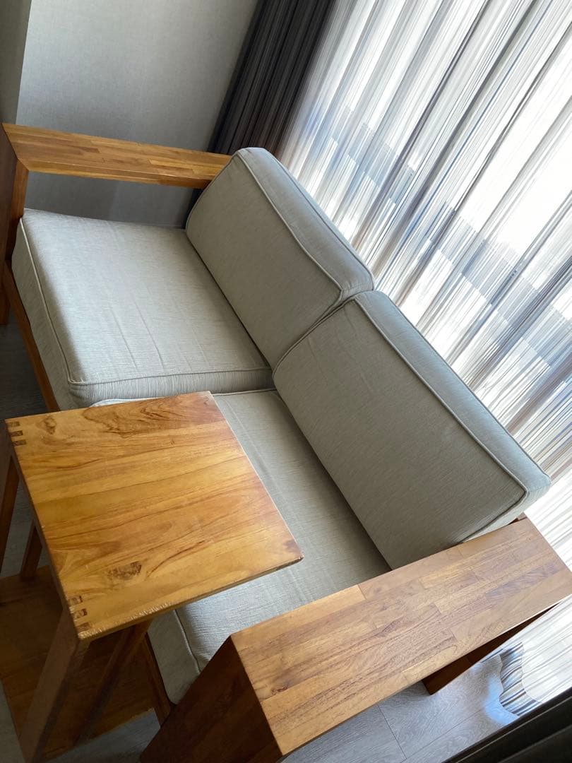 スキャンテーク　ソファ チーク材　2.5人掛けソファ