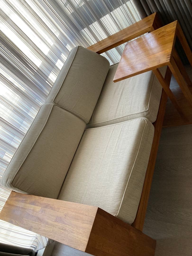 スキャンテーク　ソファ チーク材　2.5人掛けソファ