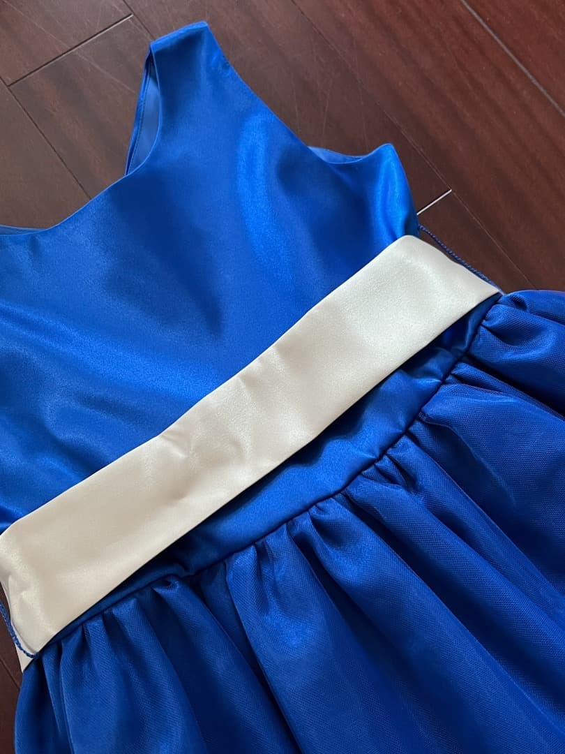 【美品】ジュニアドレス　ピアノ発表会ドレス　160cm ロイヤルブルー　青い鳥