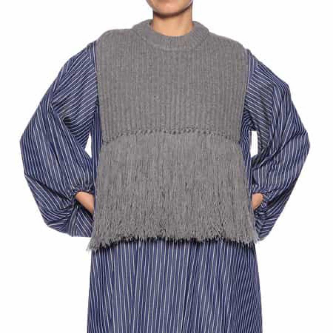 HYKE ウール　フリンジ　ベスト