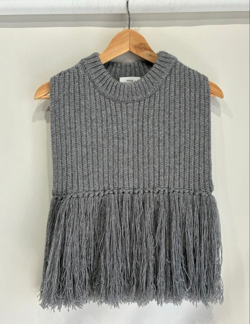 HYKE ウール　フリンジ　ベスト