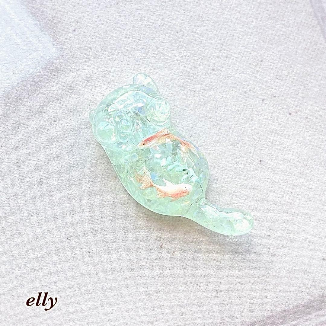 【みゆママ様】1403.琉球ガラス　花火　夏祭り　じゃれ猫　レジン　チャーム