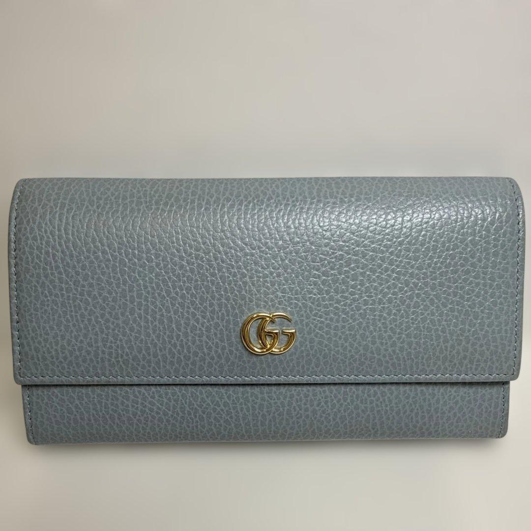 GUCCI ライトグレー　レザー 長財布
