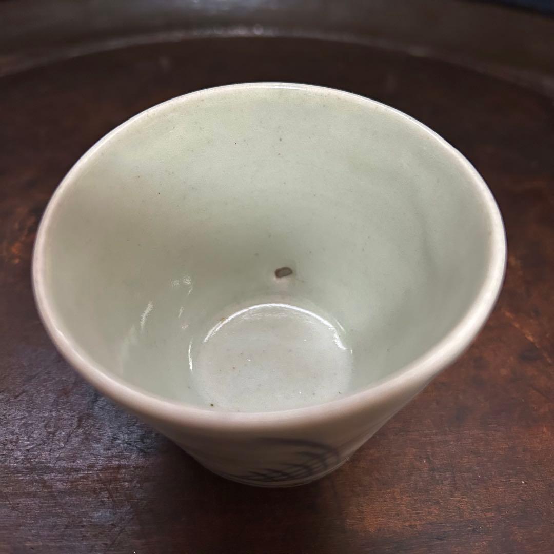 古伊万里　江戸前期　あげ底檜垣紋蕎麦猪口　無傷　本物保証