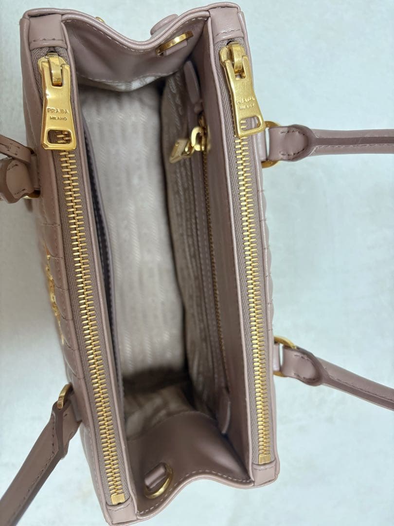 PRADA ダイアグラム ガレリアトートバッグピンクベージュ