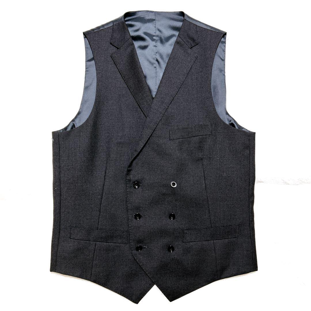 美品✨ スーツセレクト 3ピース スーツ ブラック チェック A5 黒 ビジネス