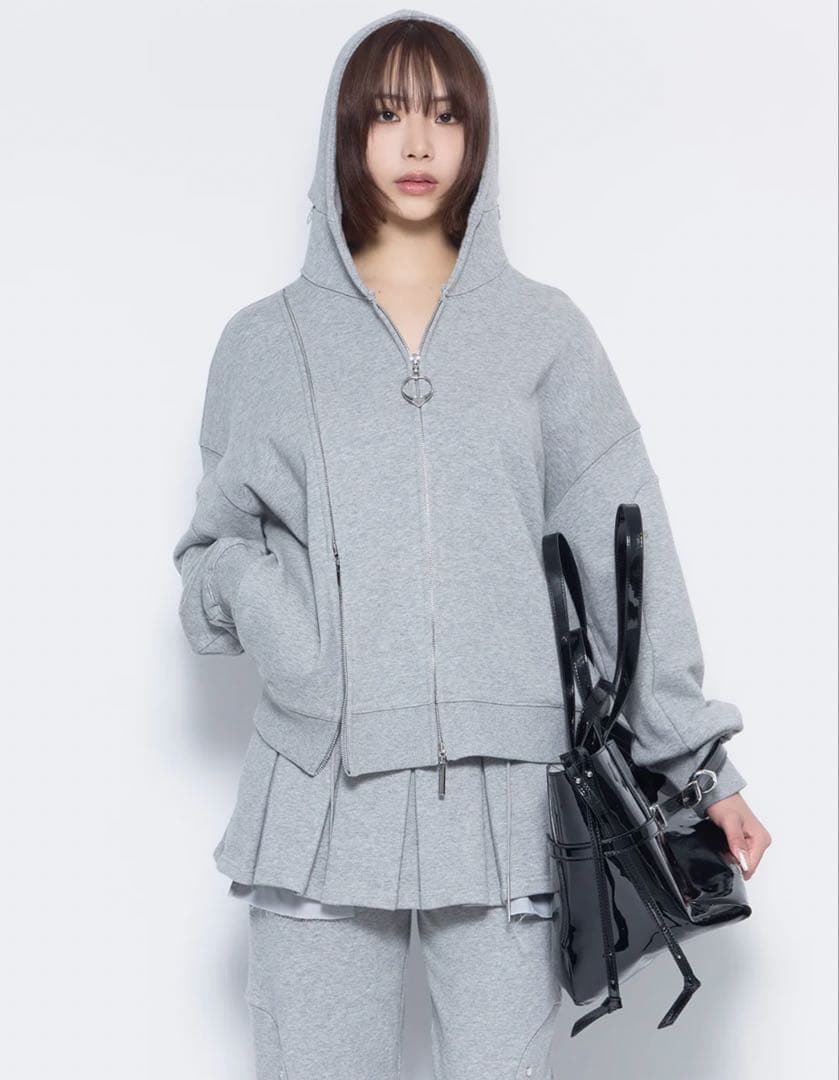 トップス S w zip hoodie long theredthread gray