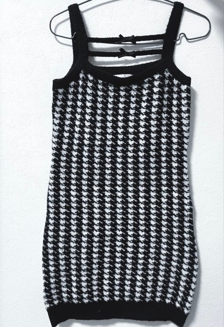 Pium 千鳥柄ニットワンピカーデセット