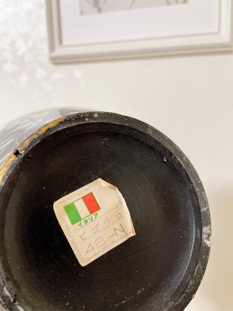 アンティーク　イタリア　フラワーベース　手描き　花模様　ピゴラロ