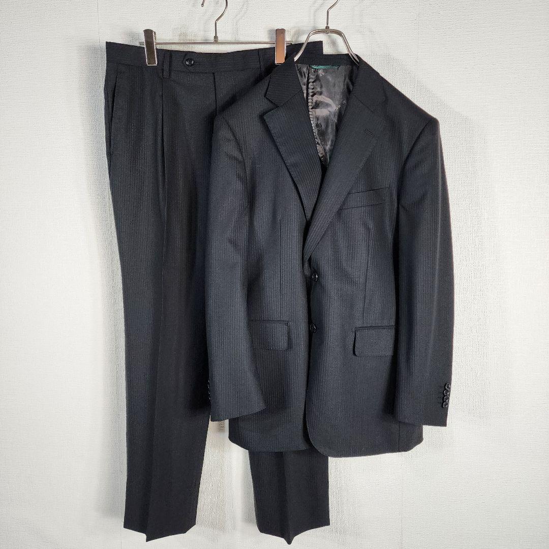 極美品 Ermenegildo Zegna スーツ ブラックストライプ 96AB