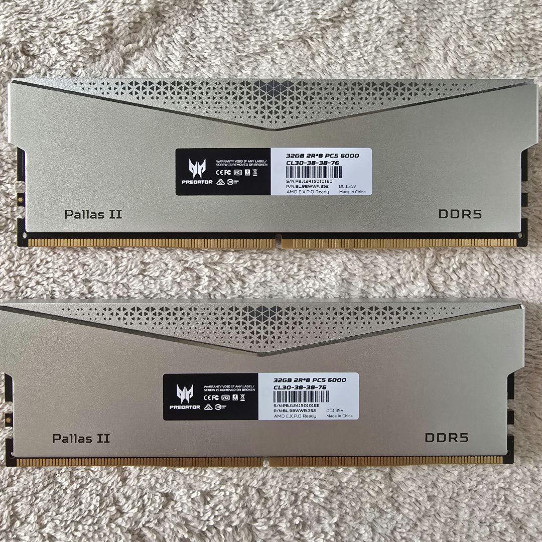 DDR5 6000MHz 64GB　Acer