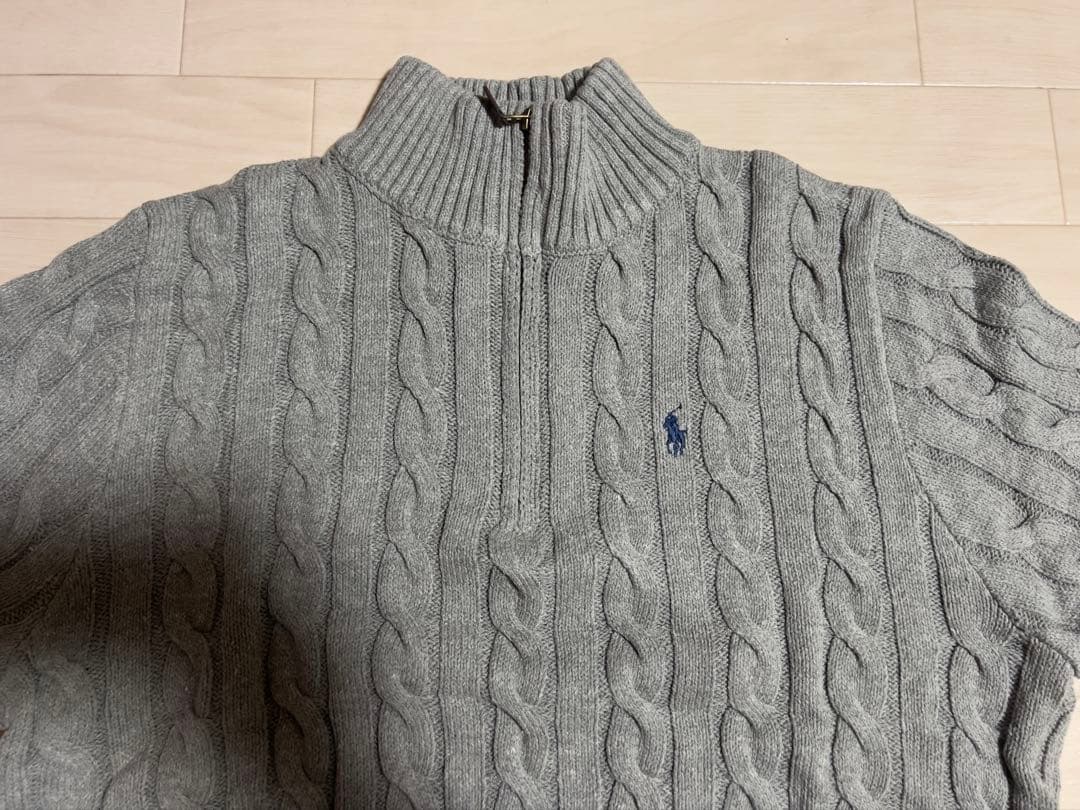 POLO ラルフローレン ハーフジップ ニット グレー XL