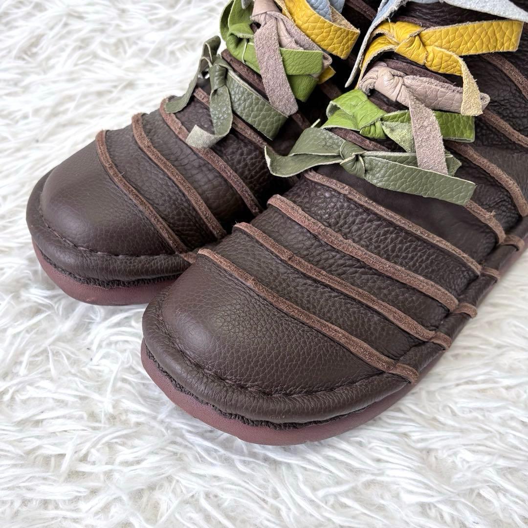 Estacion エスタシオン 本革リボンモチーフショートブーツ ブラウン L