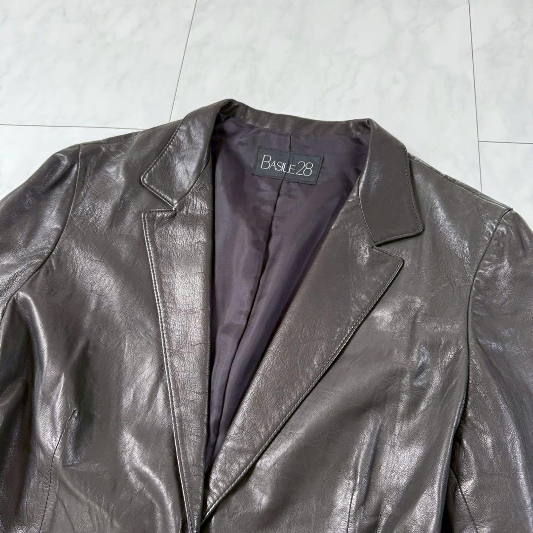 【バジーレベントット】レザージャケット・テーラード・羊革・柔らか本革◇黒・15号