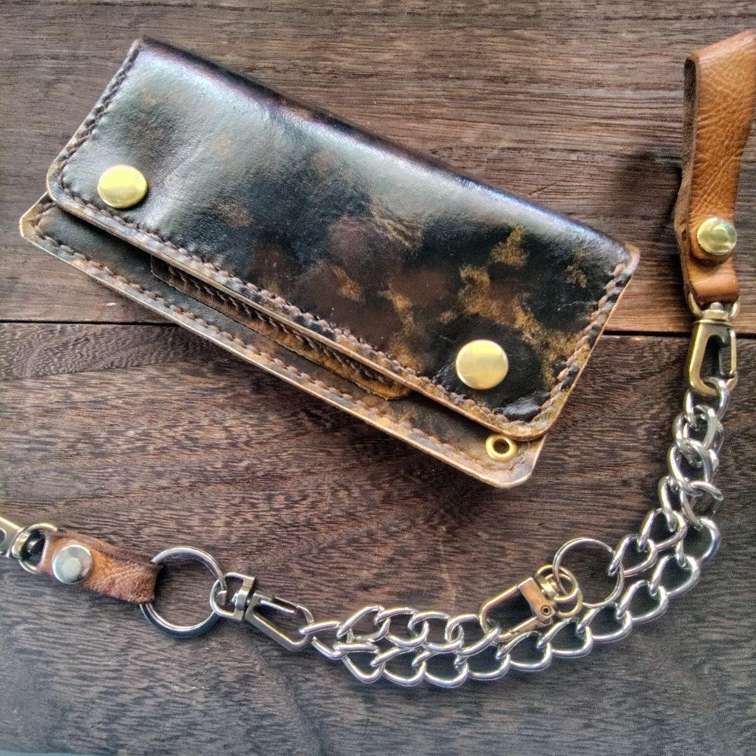 トラッカーウォレット ロング 手染め 迷彩