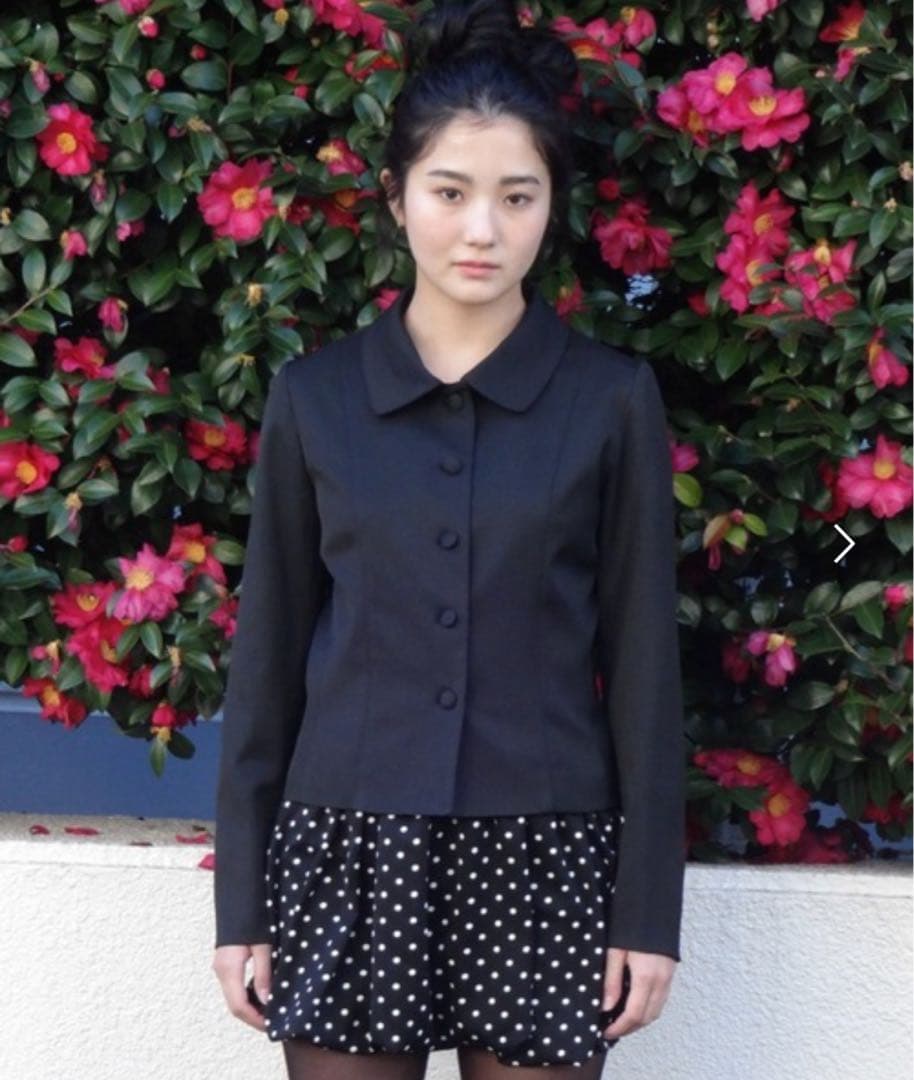 fekete ラウンドカラージャケット ブラック