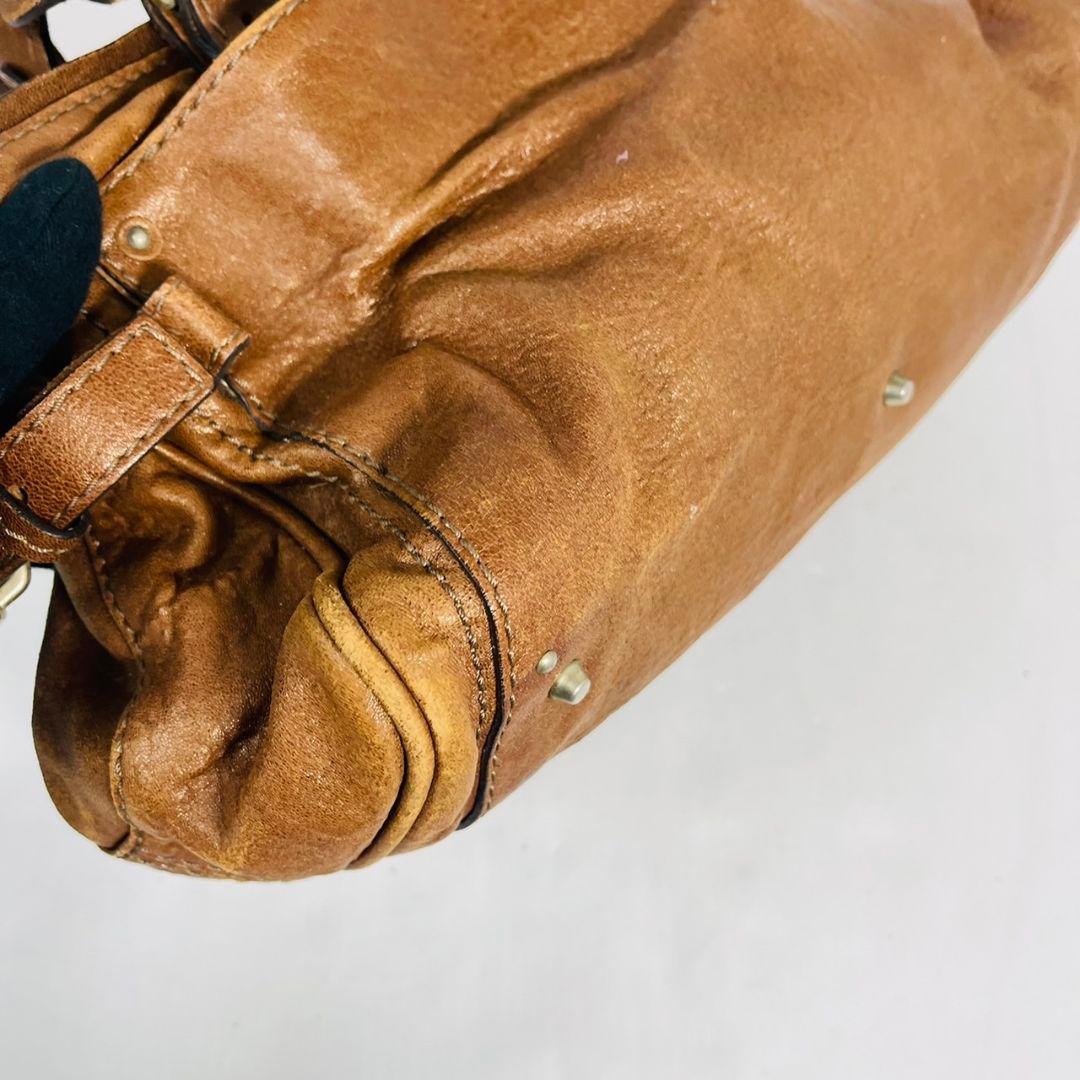 希少 Chloé クロエ パディントン レザー ハンドバッグ パドロック 茶