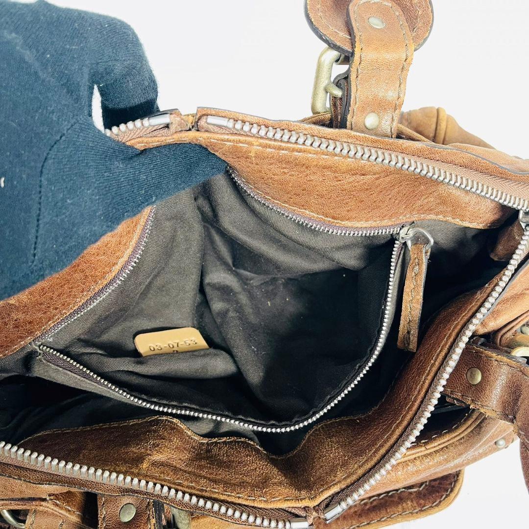 希少 Chloé クロエ パディントン レザー ハンドバッグ パドロック 茶