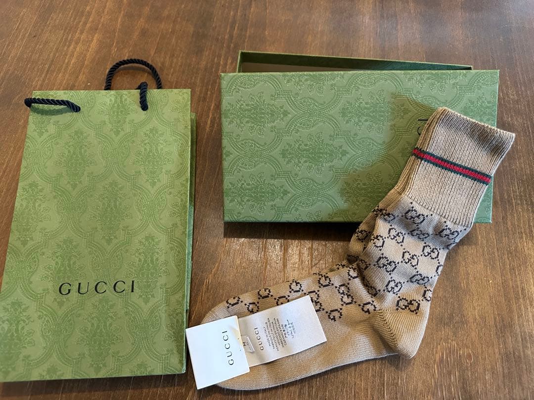 超特価！！ GUCCI ベージュ GGパターン ソックス