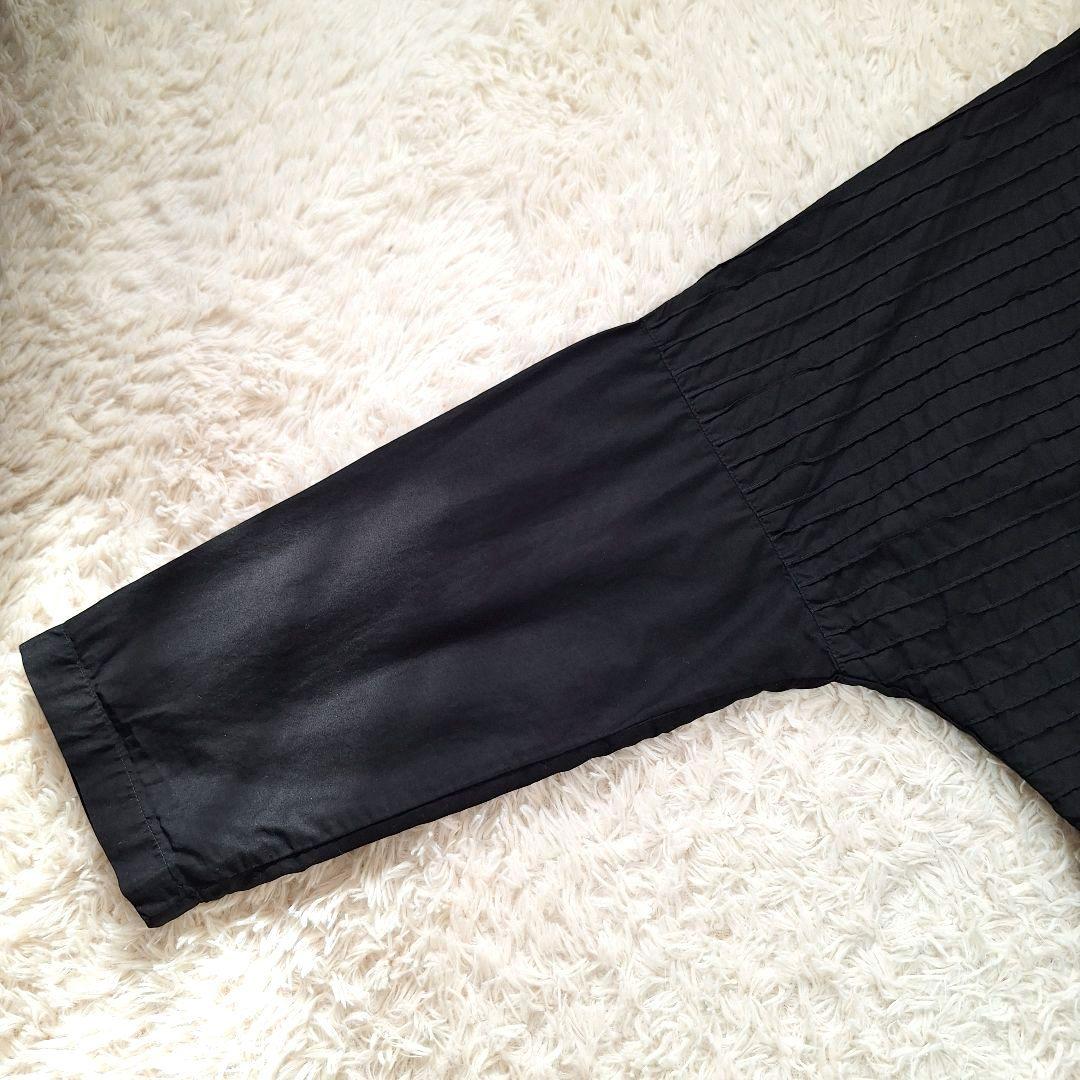 ヤッコマリカルド　横ピンタックコットンシャツワンピース　ブラック　ゆったり