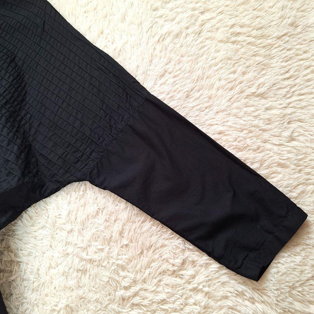 ヤッコマリカルド　横ピンタックコットンシャツワンピース　ブラック　ゆったり