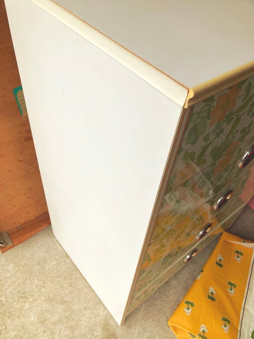 昭和レトロ レトロポップ 超美品 タンス 収納ケース 引き出し 花柄 グリーン