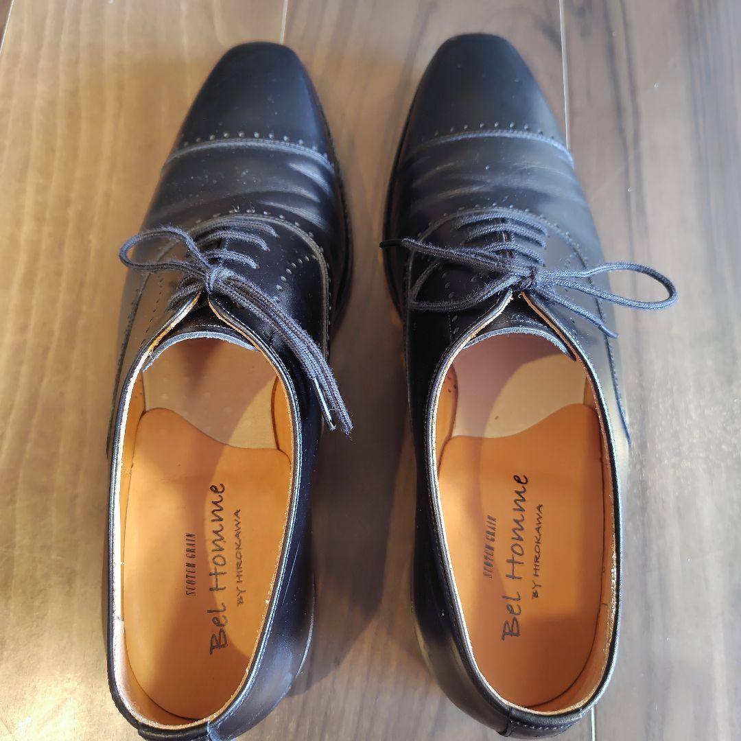 H*E様 スコッチグレイン ブラックレザー ドレスシューズ 24.5cm