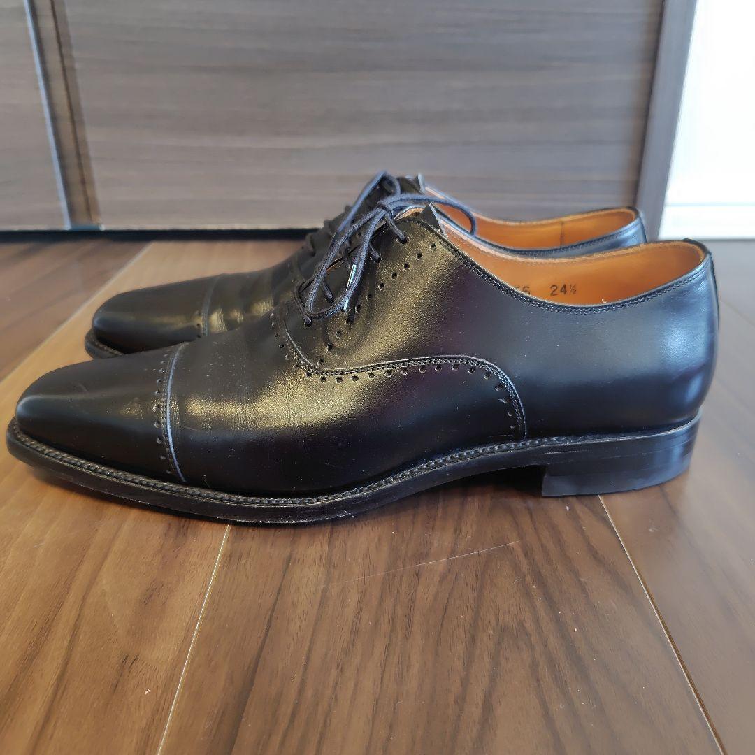 H*E様 スコッチグレイン ブラックレザー ドレスシューズ 24.5cm