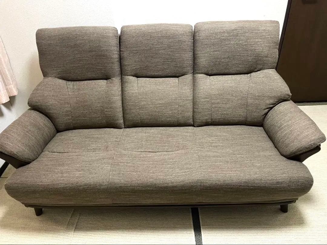 ニトリ　一回使用　3人掛け布張りソファ(コウテイ3DR-DMO) ダークモカ