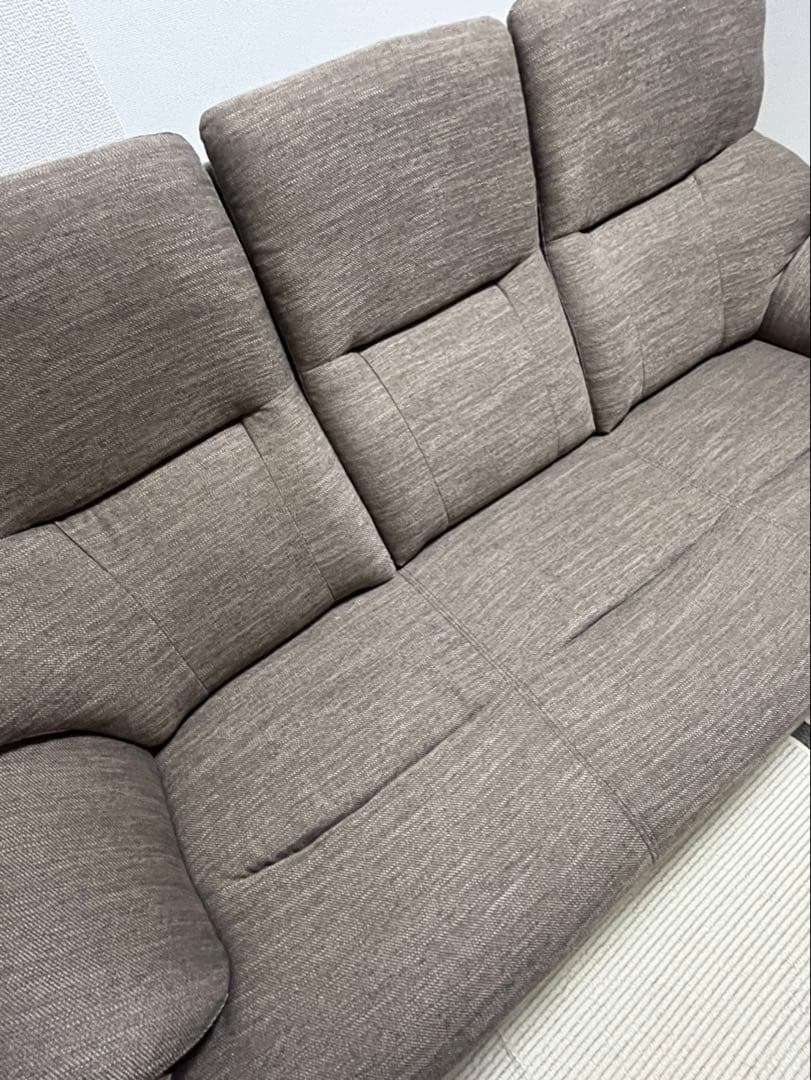 ニトリ　一回使用　3人掛け布張りソファ(コウテイ3DR-DMO) ダークモカ