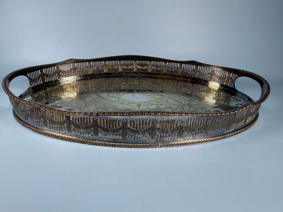 楕円形サービングトレイ 純銀メッキ(ALPHA PLATE ENGLAND製)