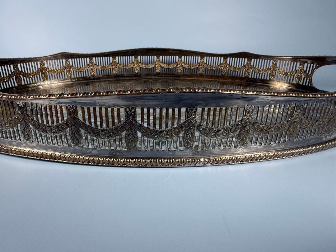 楕円形サービングトレイ 純銀メッキ(ALPHA PLATE ENGLAND製)