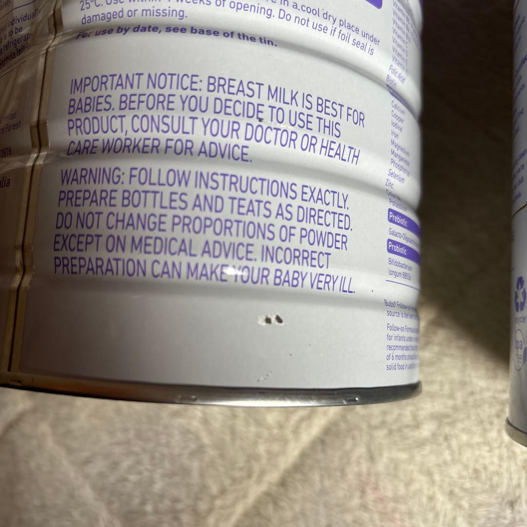 bubs Organic grass fed 2 粉ミルク 800g 2缶セット