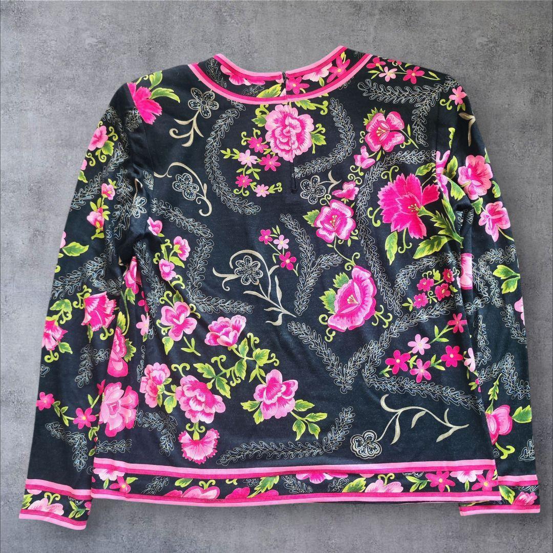 【極美品】LEONARD レオナール花柄 ウールxシルク混カットソー M 日本製