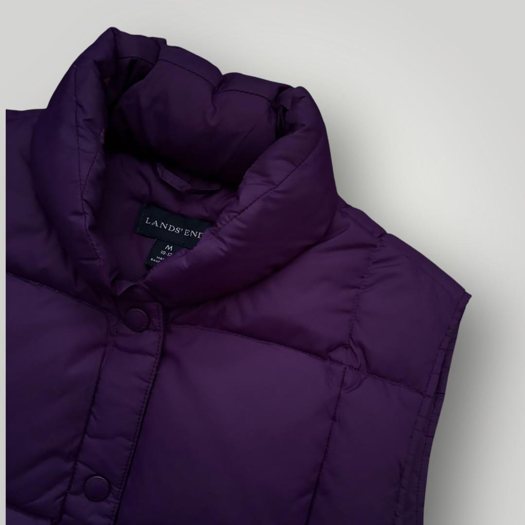 00s LANDS'END ランズエンド キルティング ダウンベスト 紫 M
