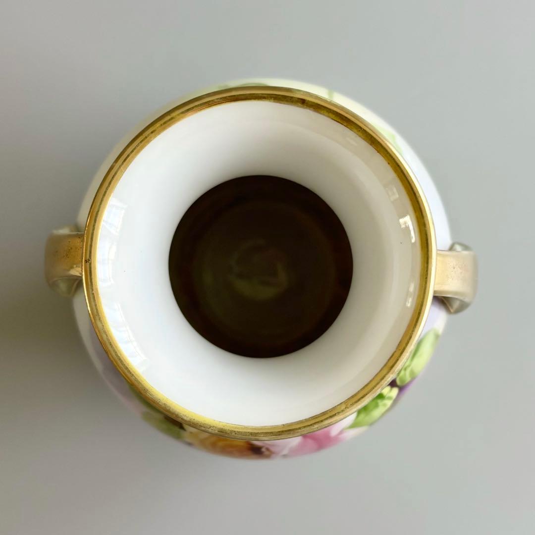 アンティーク　オールドノリタケ　総手描き　薔薇文　金彩ハンドル　花瓶　【稀少品】