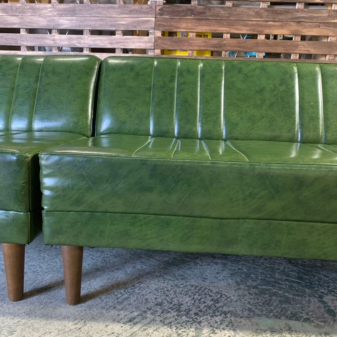 H425\" niko and コーナーソファ L字型 合皮 グリーン