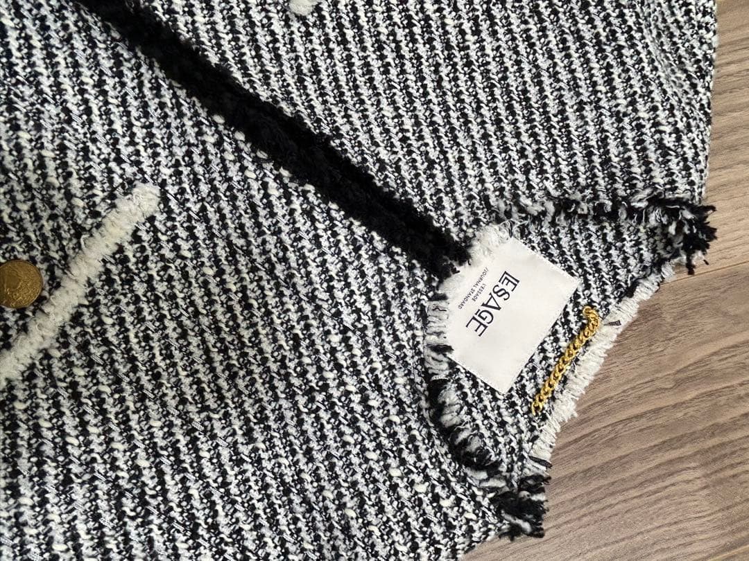 GIOLICAツイードBIGジャケットカラー ブラック A