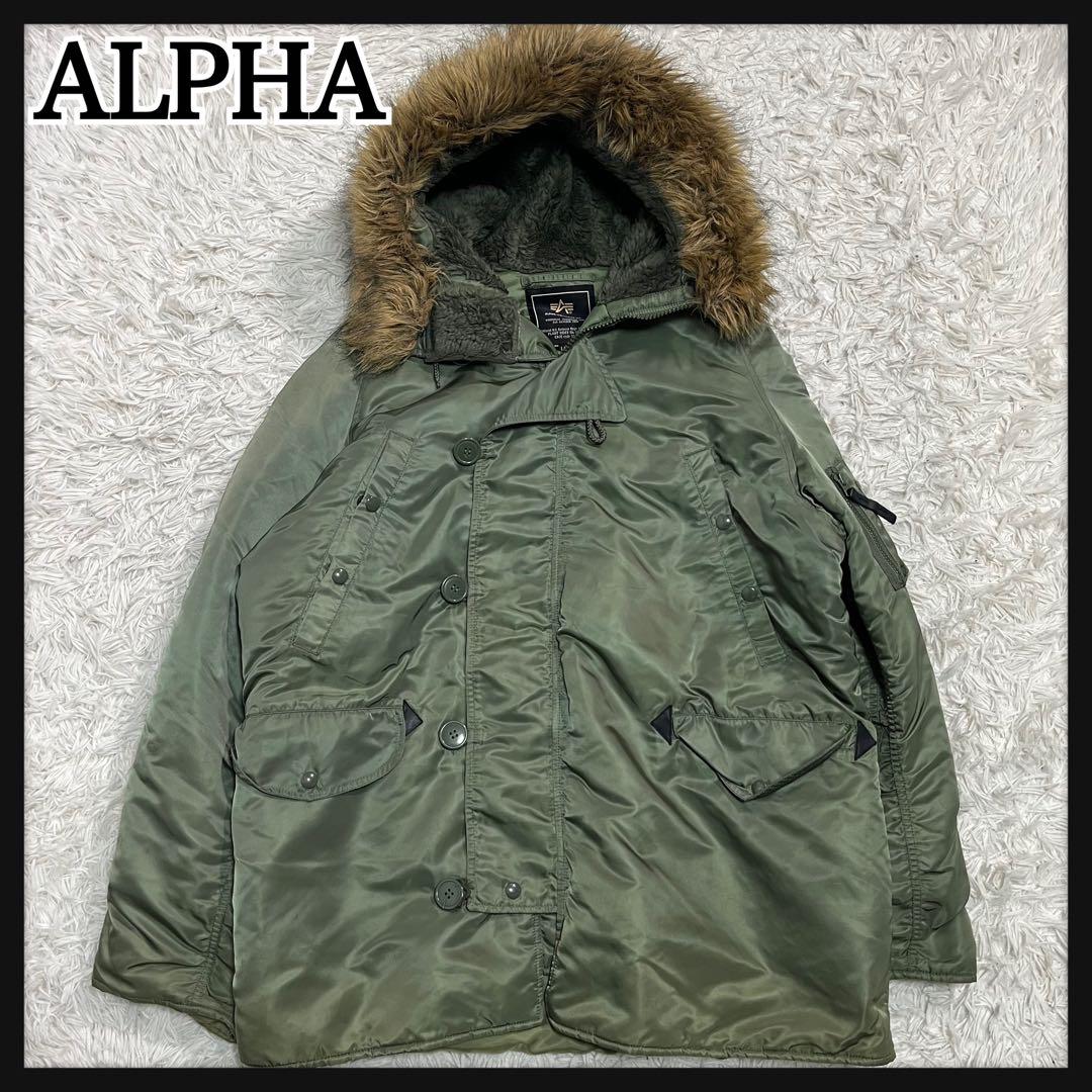 ALPHA アルファ　N-3B ミリタリージャケット L オリーブグリーン
