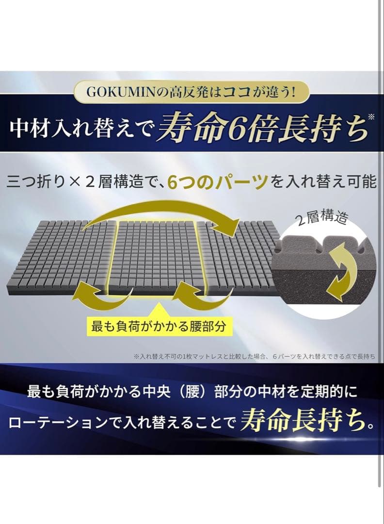 GOKUMIN プレミアムグランマットレス 10cm 極眠　セミダブル