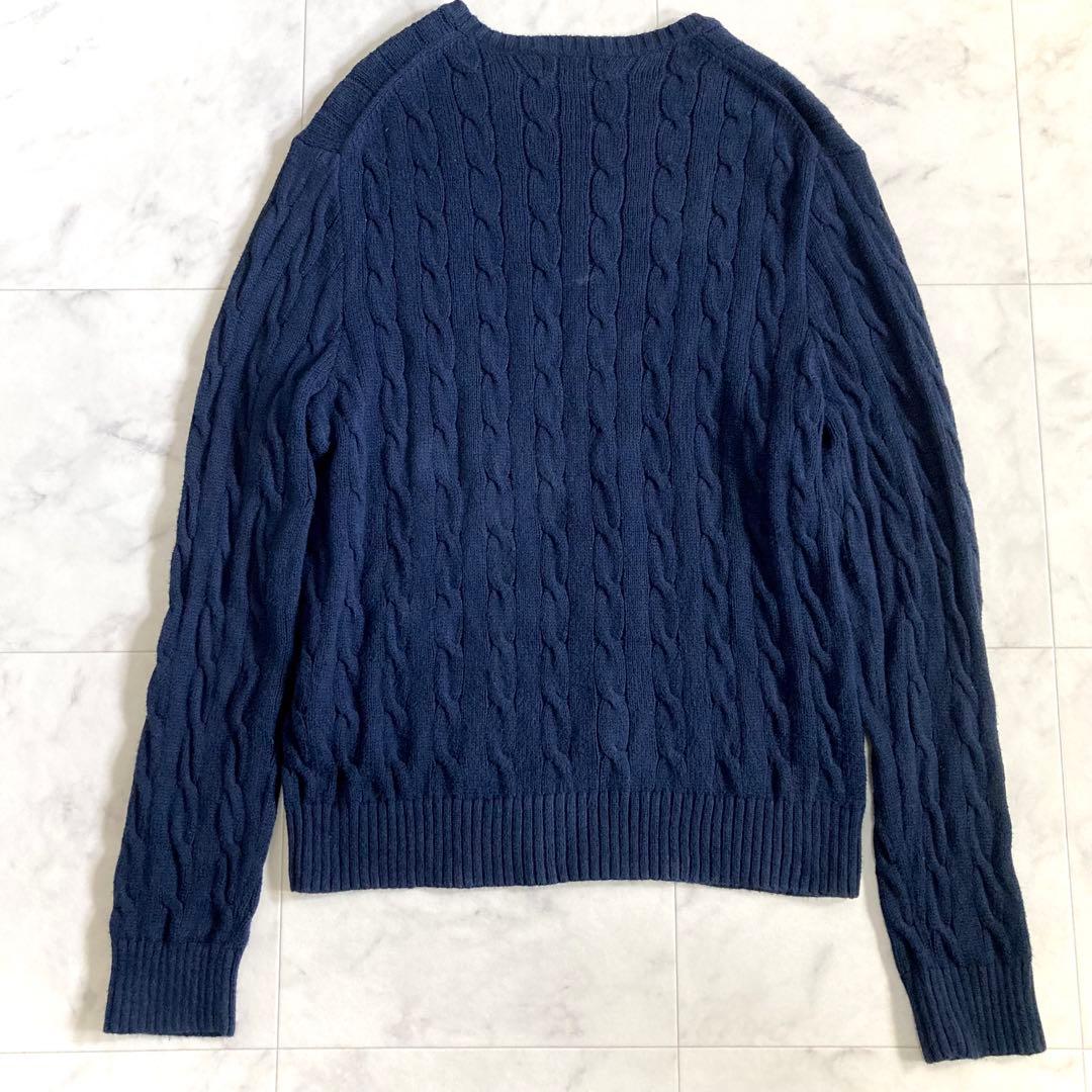 美品 ポロラルフローレン 現行タグ ケーブルニット ネイビー Lサイズ コットン