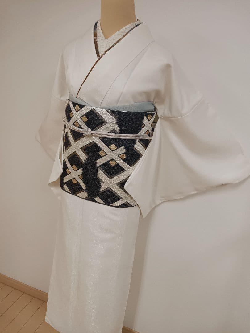 洗える色無地　花唐草地紋　ジャガード織　袷 Ｍサイズ