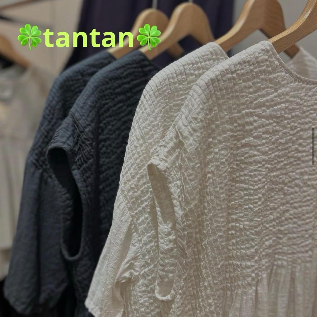 タンタン購入(maison de soil) ドビーチェックフレンチスリーブ