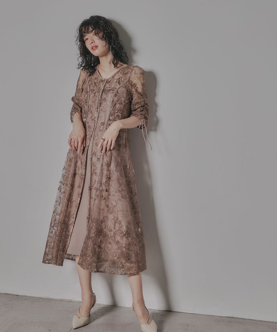 カ★新品★ドリードール　刺繍レースロングカーデキャミワンピセットドレス