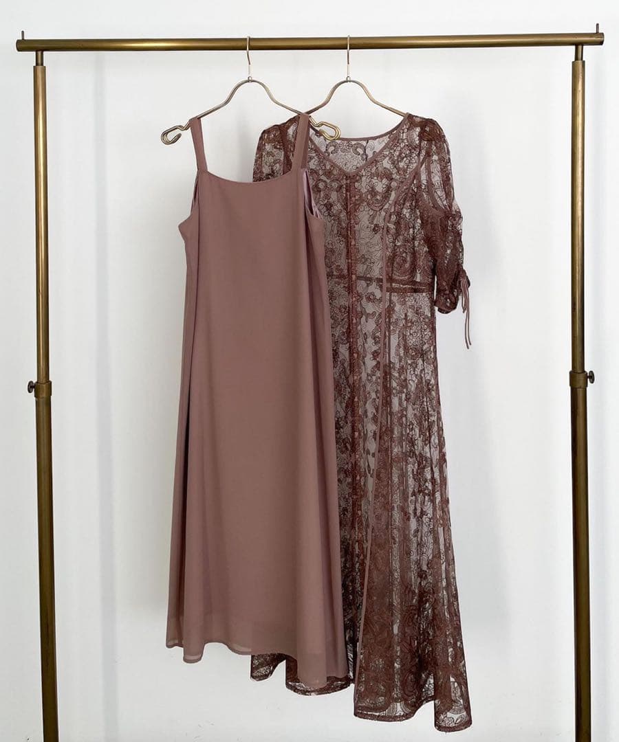 カ★新品★ドリードール　刺繍レースロングカーデキャミワンピセットドレス